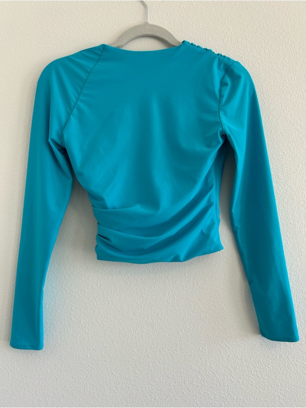Self-Portrait Blue Jersey Ruched Top - Picture 7 of 9
